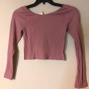 Pink long sleeve crop top One size